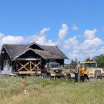 The house loaded and read to move. Photo taken in October, 2024.