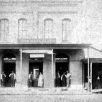 The first Hackbarth Grocery built in 1880 at the corner of Main and Front Streets. This was Sealy's first brick commercial building and was torn down in the early 1900s to make way for the Hackbarth's new store.